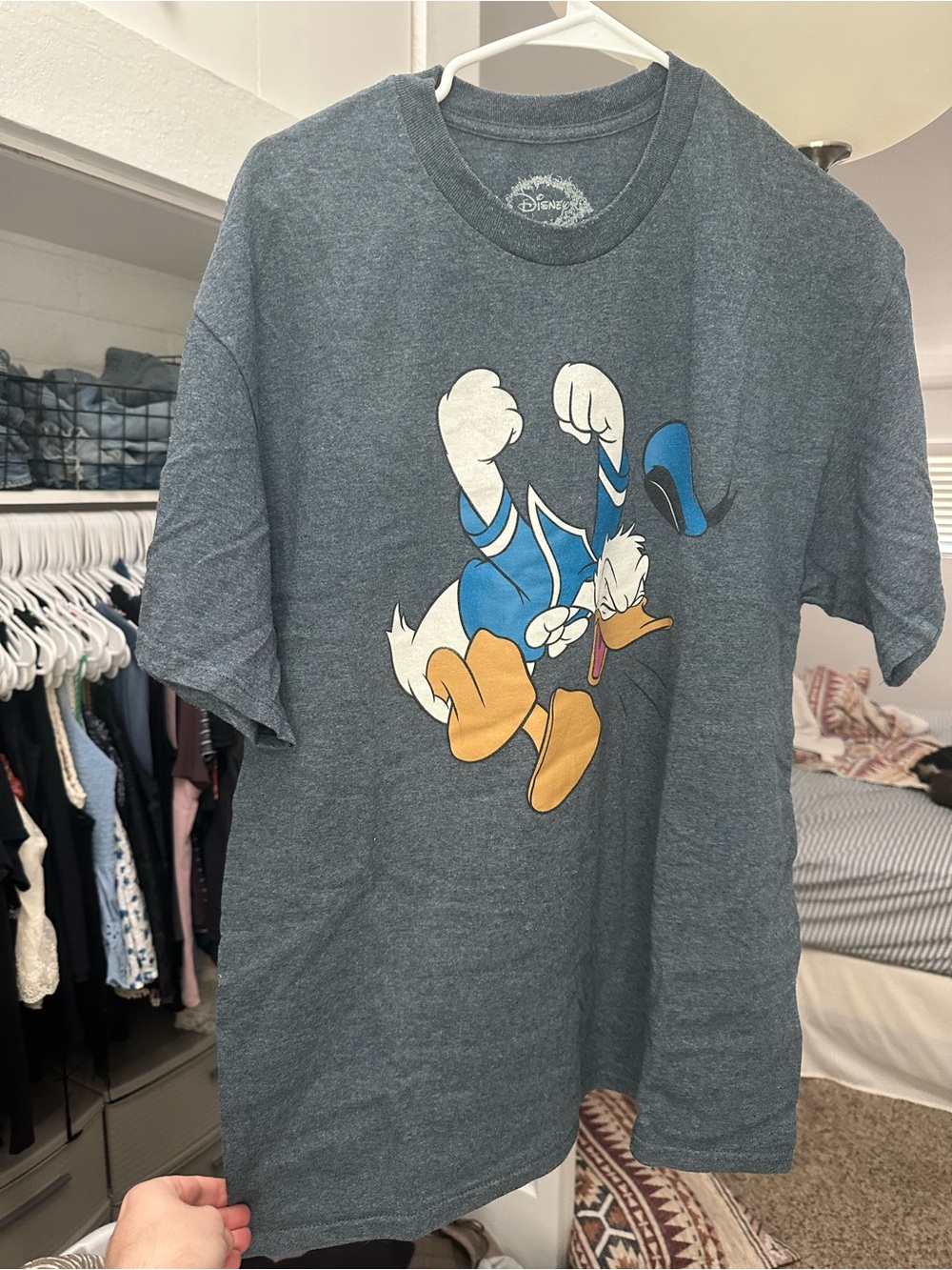 Disney Short Sleeve Donald Duck Tee - Gray, Blue, Mens XL